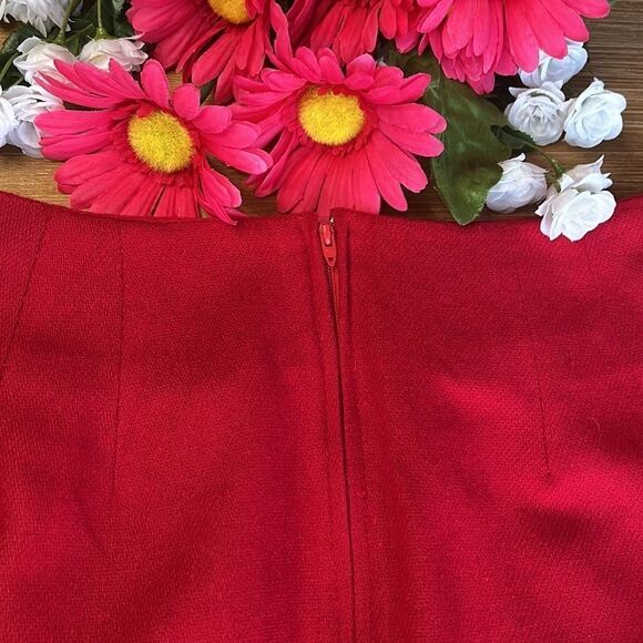 VINTAGE 90s maggie lawrence red wool skirt size 12 - Picture 5 of 10